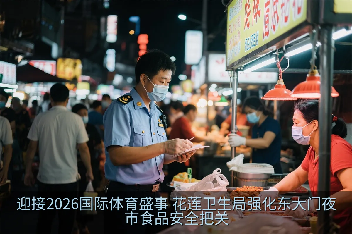 食品卫生人员在夜市进行现场辅导与宣导