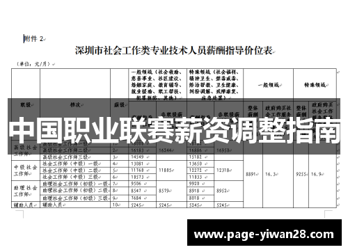 中国职业联赛薪资调整指南