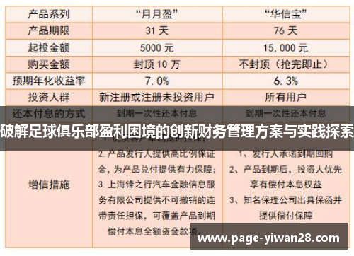 破解足球俱乐部盈利困境的创新财务管理方案与实践探索